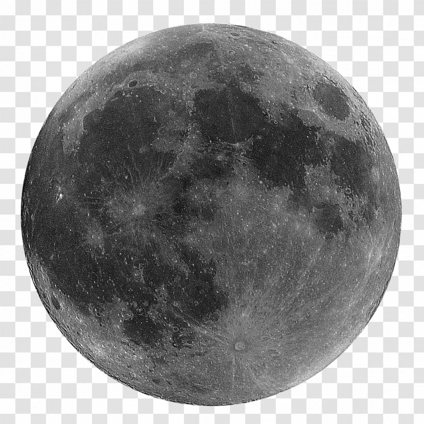 Earth Supermoon Full Moon Lunar Phase - Black And White - Cosmic Transparent PNG