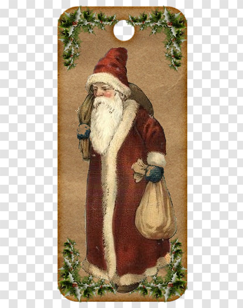 Santa Claus Christmas Ornament Card Belsnickel - Old Tag Transparent PNG