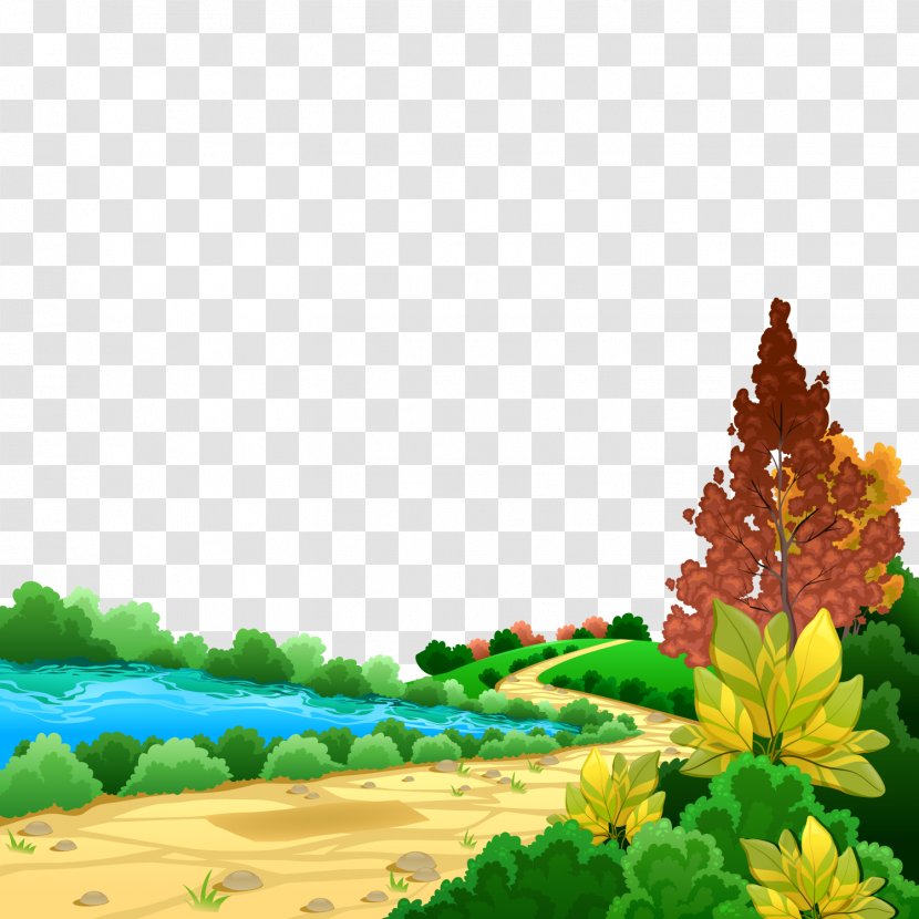 Drawing Cartoon Theatrical Scenery Illustration - Vector Country Road Transparent PNG