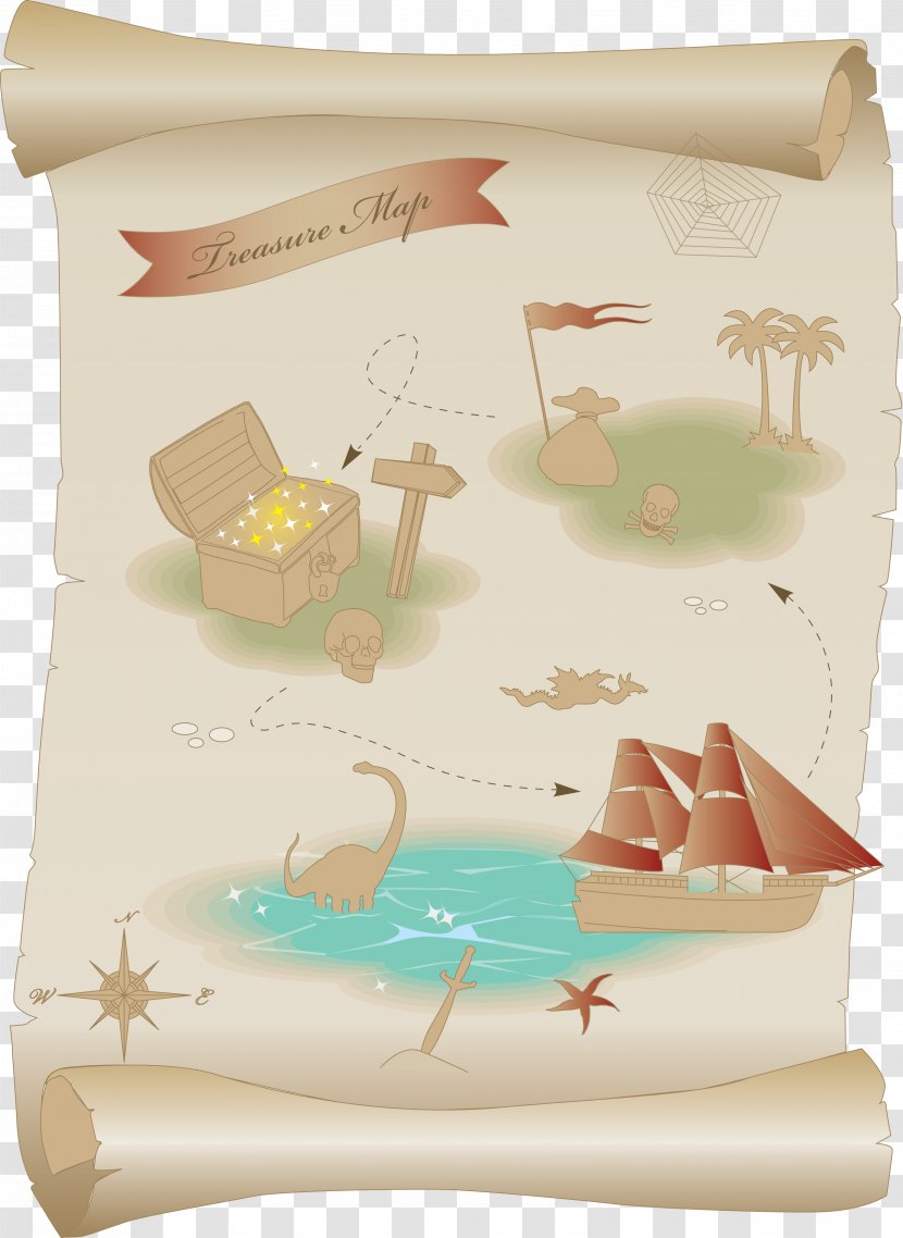 Paper Treasure Map Clip Art - Geography - Compass Transparent PNG