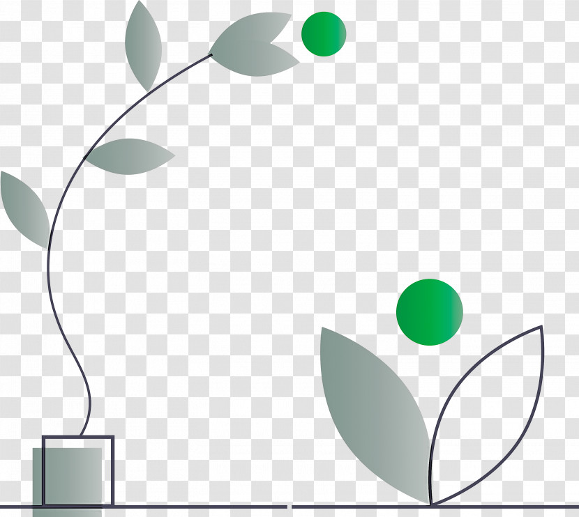 Green Leaf Line Circle Plant Transparent PNG