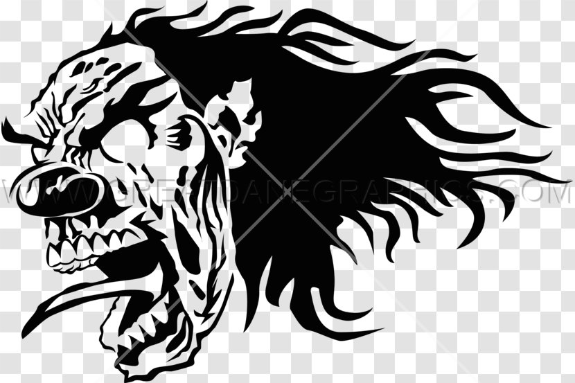 Black And White Printed T-shirt Evil Clown Clip Art - Monochrome Photography - Scary Transparent PNG