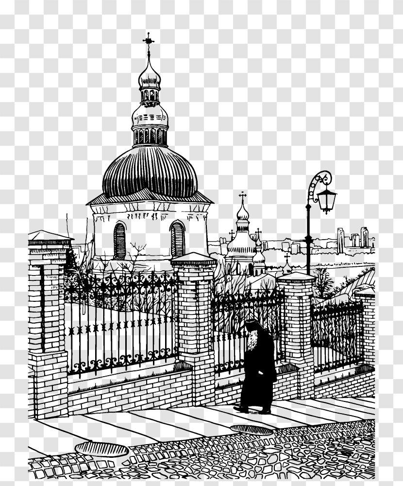 Kiev Drawing Building Illustration - Place Of Worship - Church Sketch Pictures Transparent PNG