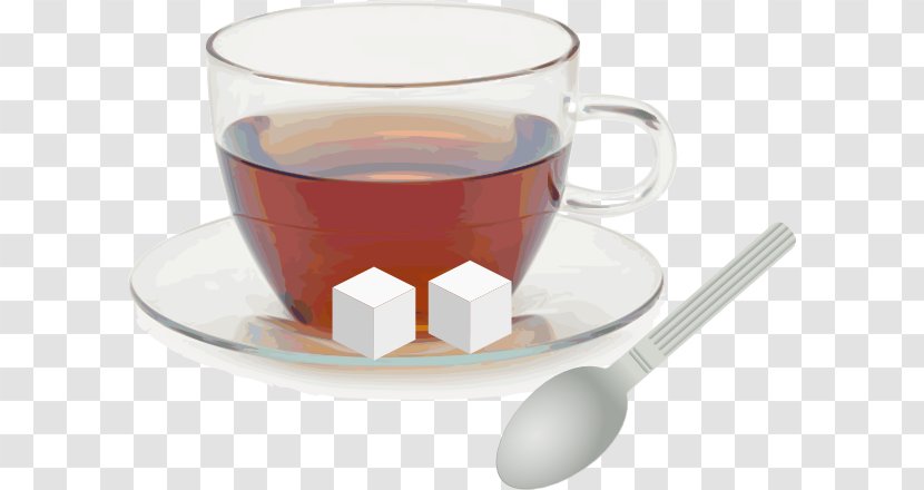 Tea Coffee Sugar Cubes Clip Art - Saucer - Glass Cup Transparent PNG