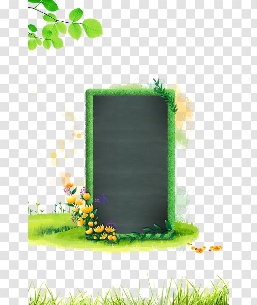 Student Blackboard Learn - Green - Small Chalkboard With Flowers Transparent PNG