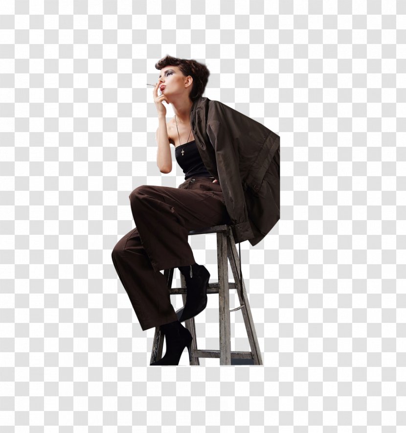 Woman Smoking - Watercolor - Sitting Stylish Transparent PNG