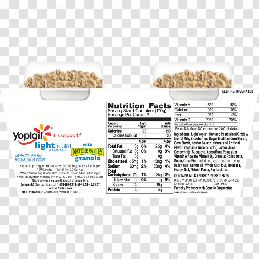 Food Yoplait Yoghurt Nutrition Facts Label Granola - Cup - Strawberry Transparent PNG
