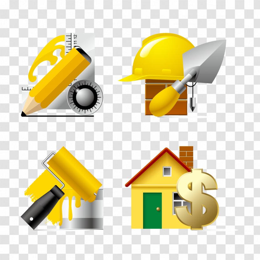 Building Architectural Engineering Icon - Vector Material Decoration And Pen Transparent PNG