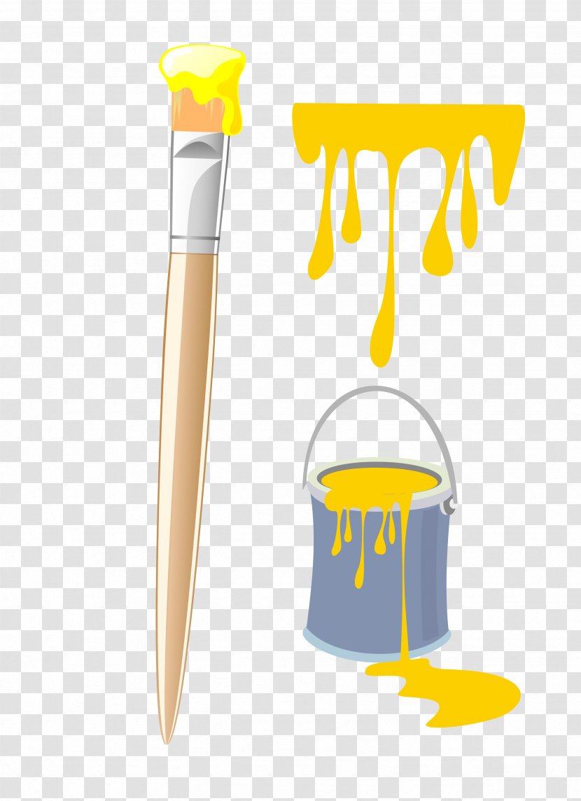 Oil Painting Clip Art - Vector Yellow Paint Pen Transparent PNG
