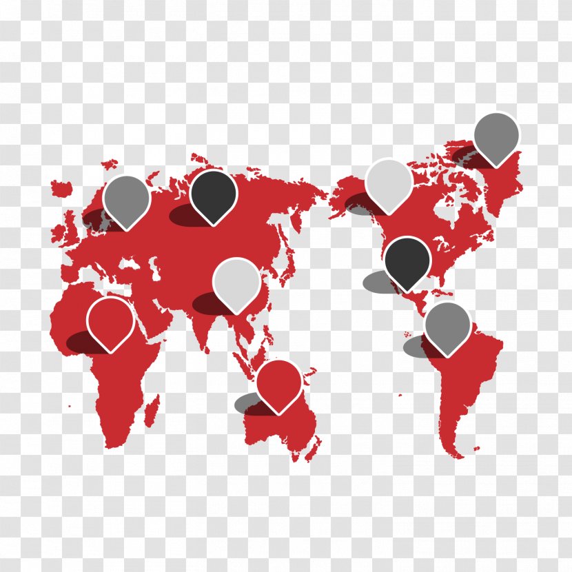 World Map Globe Projection - Watercolor - Red Business Transparent PNG