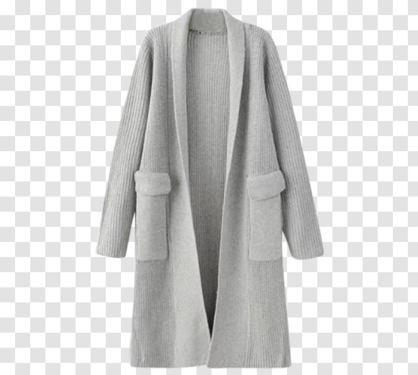 Cardigan Coat Clothing Dress Sleeve - Light Gray Shoes For Women Transparent PNG