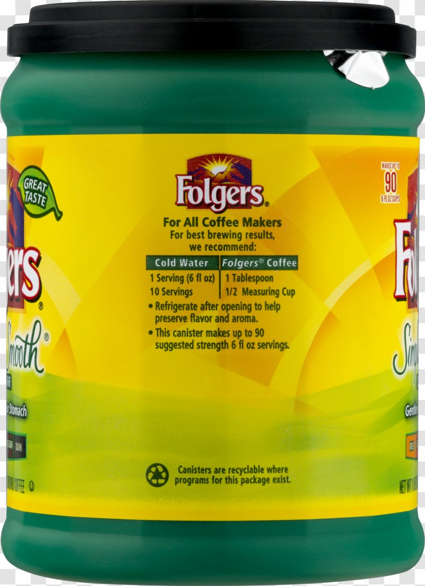 Coffee Folgers Decaffeination Drink Roasting - Taste Transparent PNG