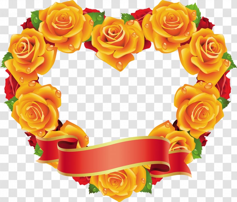 Rose Yellow Heart Clip Art - Flower Arranging - Love Frame Transparent PNG