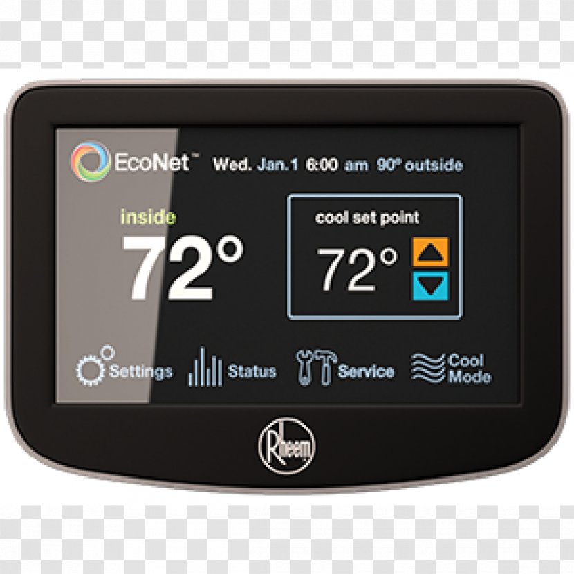 Rheem EcoNet RETST601SYS Programmable Thermostat HVAC - Gauge Transparent PNG