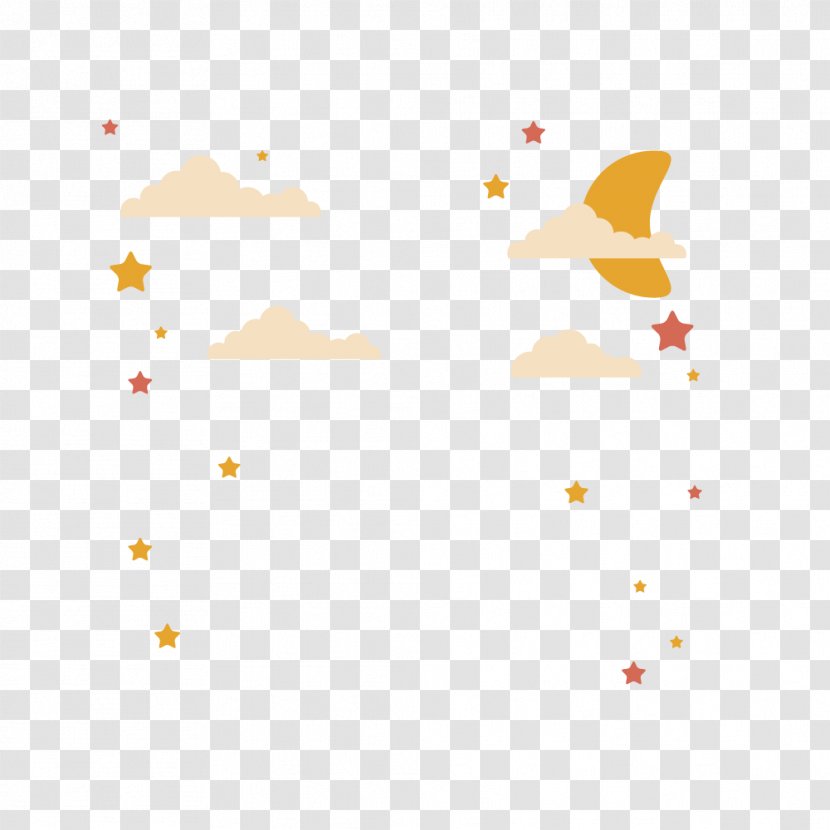 Cartoon Yellow Illustration - Moon Cloud Star Decoration Transparent PNG