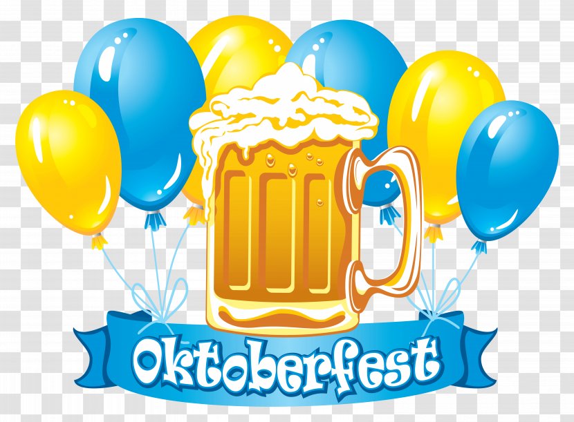 Oktoberfest Celebrations Beer Clip Art - Happiness - Blue Banner With Balloons And Beers Clipart Image Transparent PNG