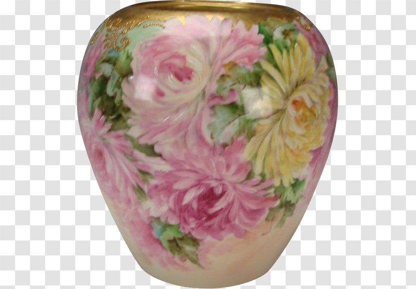 Flower Vase Pair Garden Roses Lucie Kaas Porcelain - Flowerpot - Hand Painted Vintage Transparent PNG