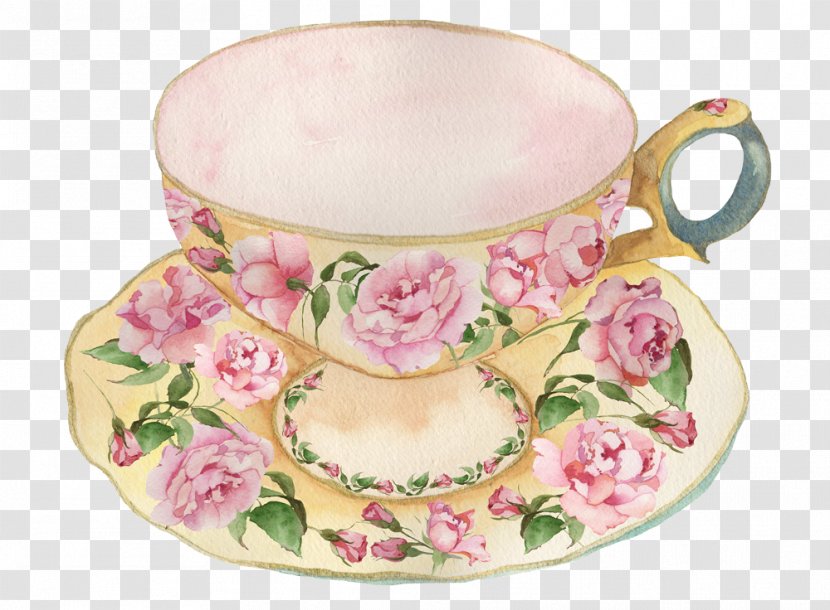 Teacup Tableware Tea Party Teapot - Watercolor Cake Transparent PNG