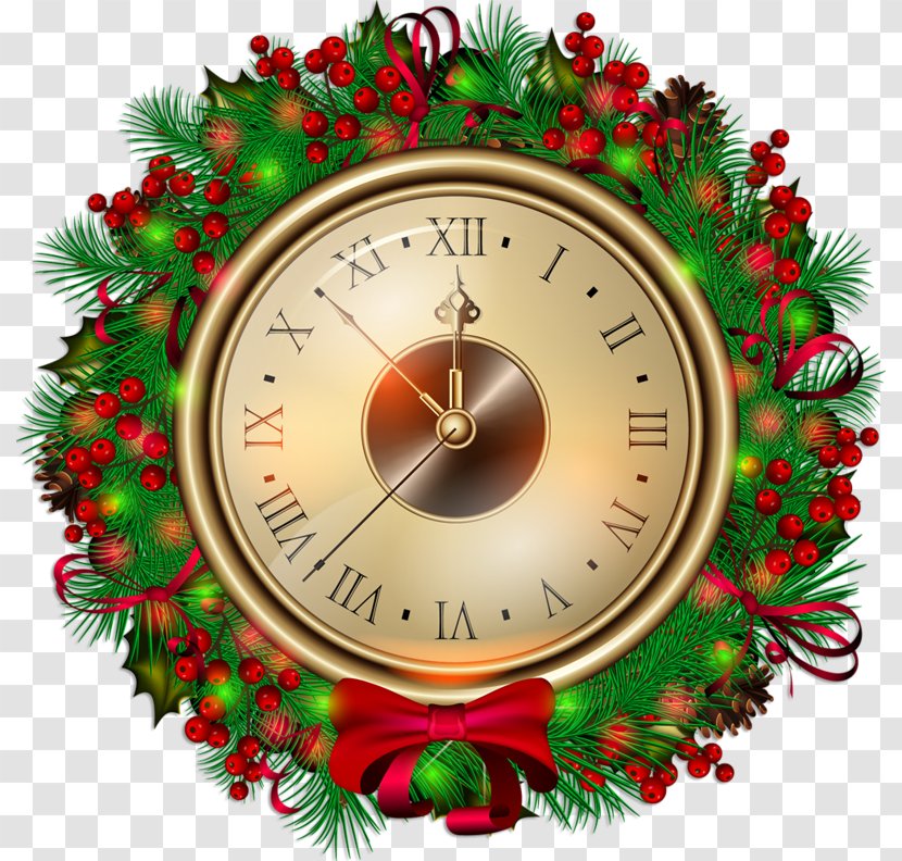 Santa Claus Clock Christmas New Year Clip Art Transparent PNG
