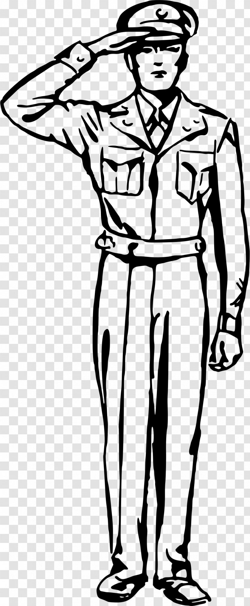 Line Art Soldier Salute Drawing - Military Transparent PNG