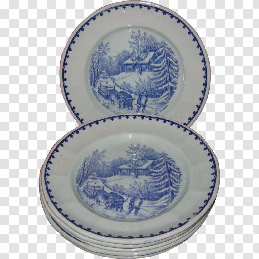 Plate Ceramic Blue And White Pottery Platter Saucer - Dishware Transparent PNG