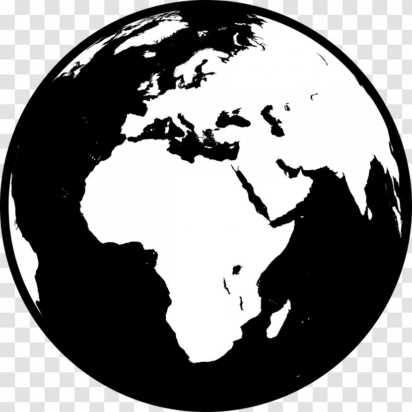 Globe Black And White World Clip Art - Silhouette - Vactor Transparent PNG
