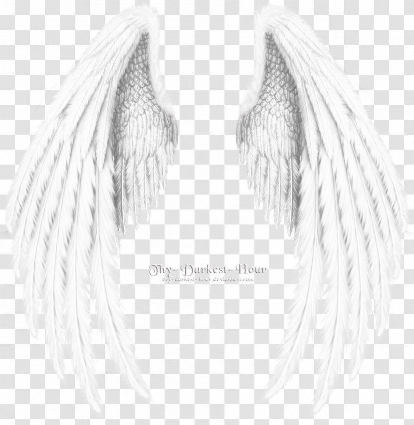 Angel Wing Black And White Monochrome - Wings Transparent PNG