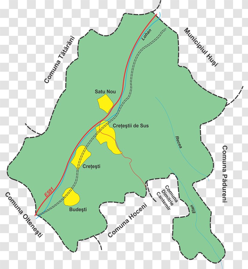 Crețești Lohan River Elan Crasna Map - Vaslui County Transparent PNG