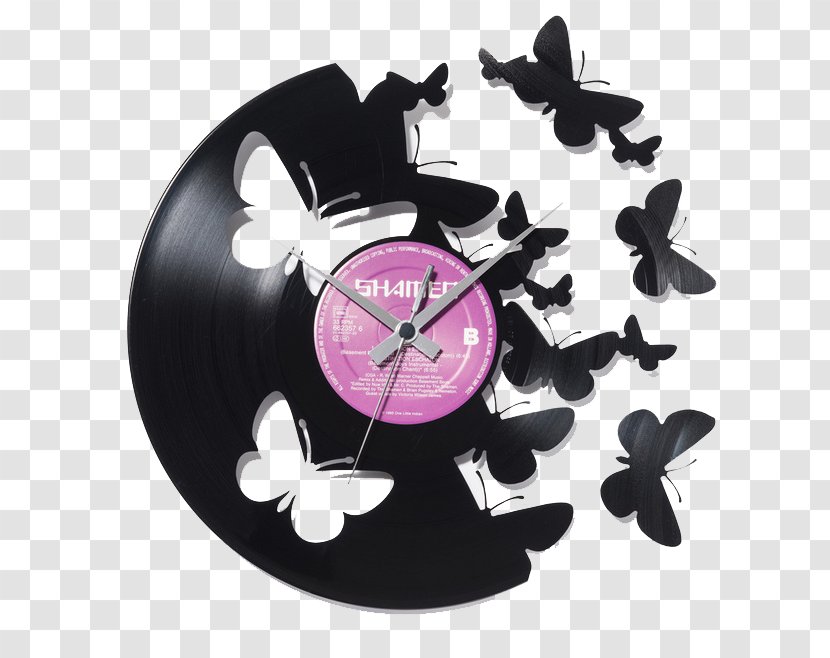 Alarm Clock Living Room Wall Phonograph Record - Butterfly Table Transparent PNG
