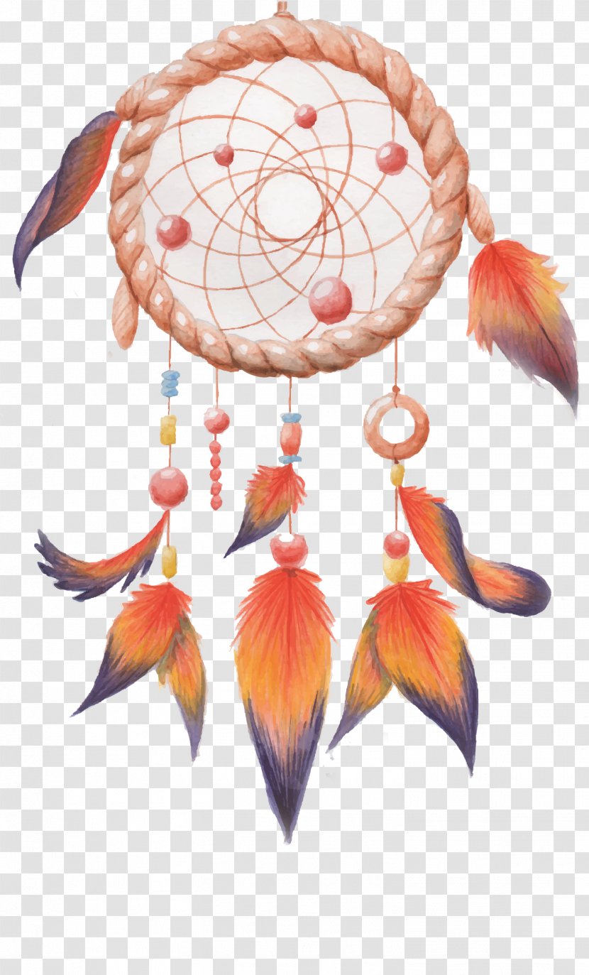 Dreamcatcher Watercolor Painting - Keychain - Vector Feather Charm Transparent PNG