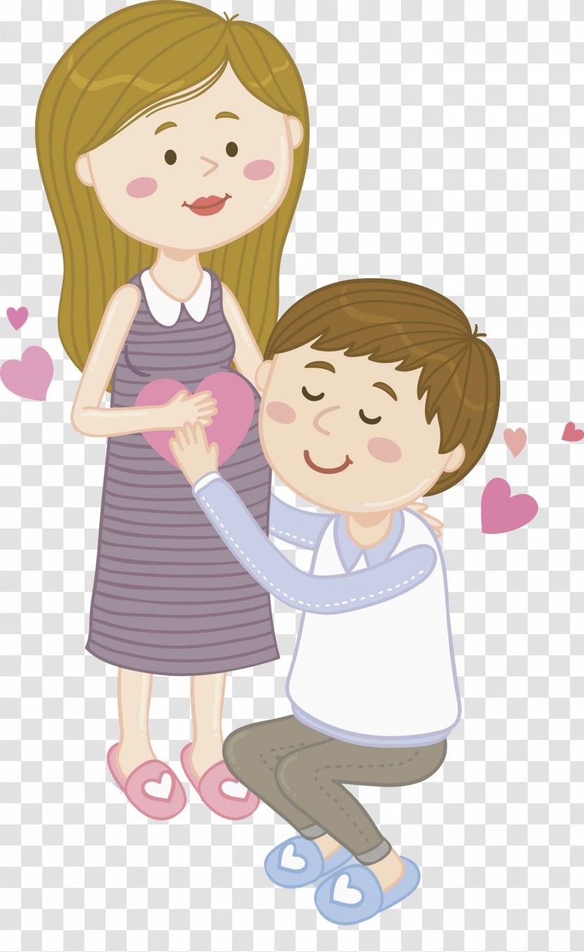 Couple Pregnancy Drawing Mother - Flower - Affectionate Transparent PNG