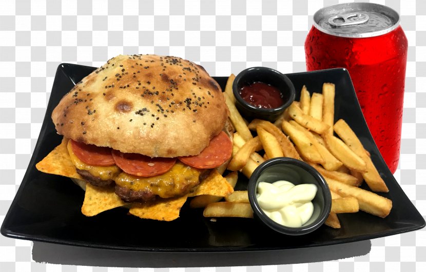 French Fries Breakfast Sandwich Cheeseburger Full Hamburger - Junk Food Transparent PNG