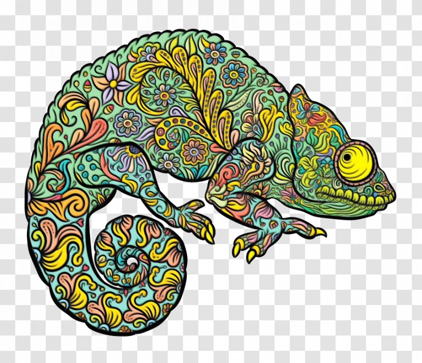 Chameleon Common Lizard Reptile Scaled - Watercolor - Mellers Coloring Book Transparent PNG