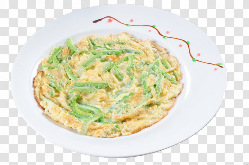 Jeon Vegetarian Cuisine Egg Frying Dish - Bitter Gourd Fried Eggs Transparent PNG