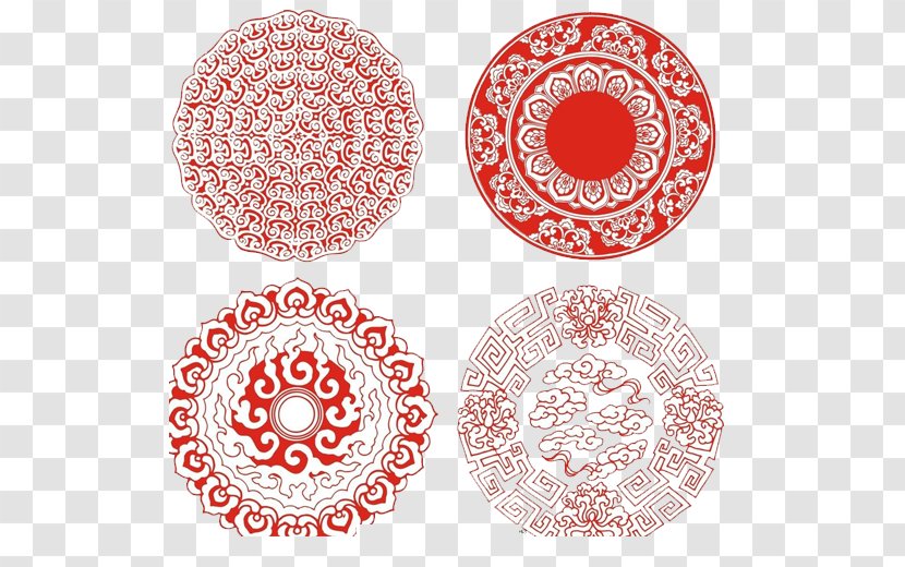Circle Disk Motif - Plate - Chinese New Year Window Grilles Creative Transparent PNG