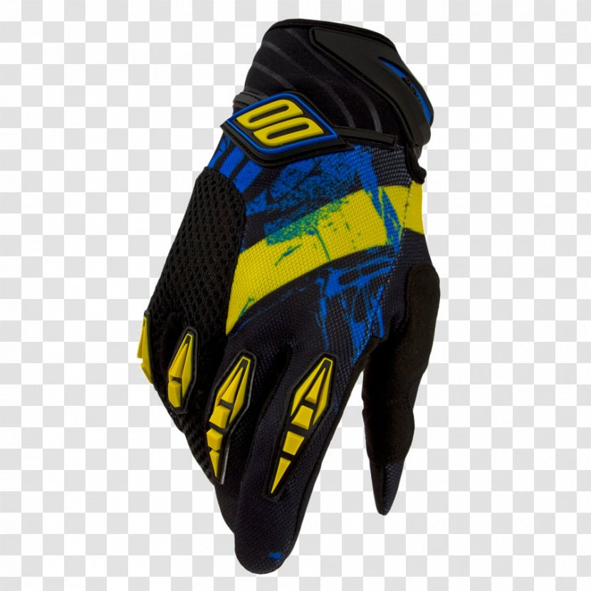 Glove Fox Racing Blue Motocross Yellow Transparent PNG