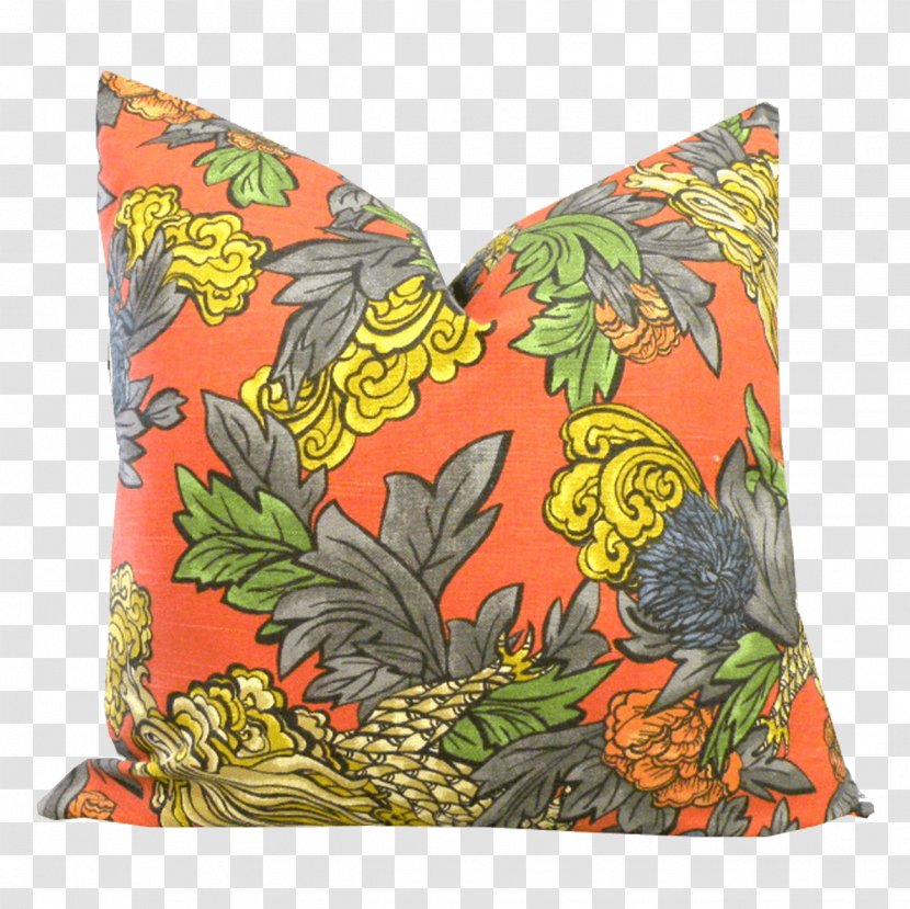 Roman Shade Textile Throw Pillows Chicken Robert Allen - Butterflies And Moths - Persimmon Transparent PNG