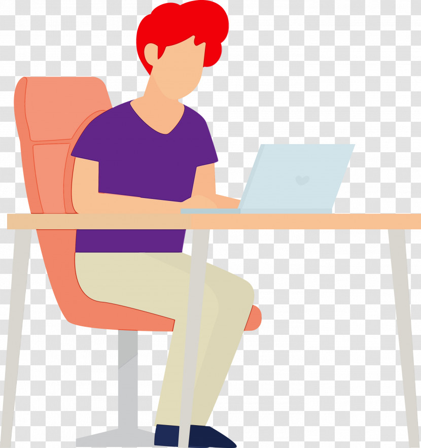 Cartoon Chair Line Reading Transparent PNG