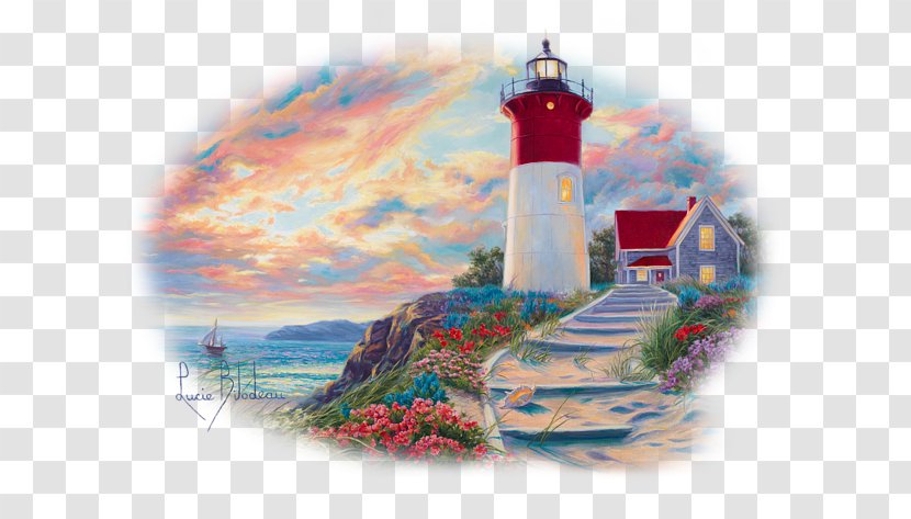 Landscape Painting Grayscale Drawing - Lighthouse - Sunset Transparent PNG