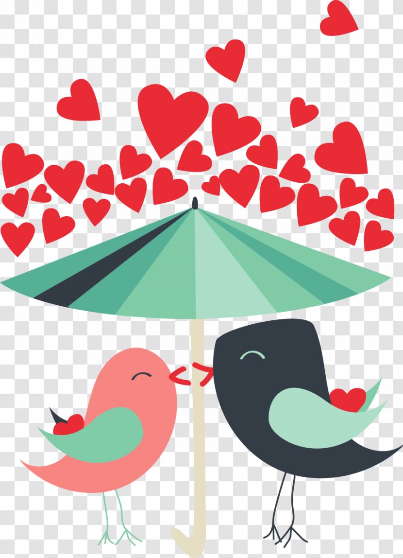 Love Valentine's Day Heart Romance - Flower - Vector Birds Umbrellas Transparent PNG