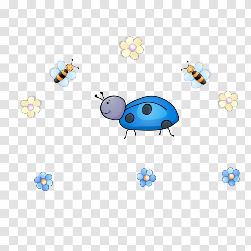 Bee Insect Ladybird - Area - Children Style Flowers Transparent PNG