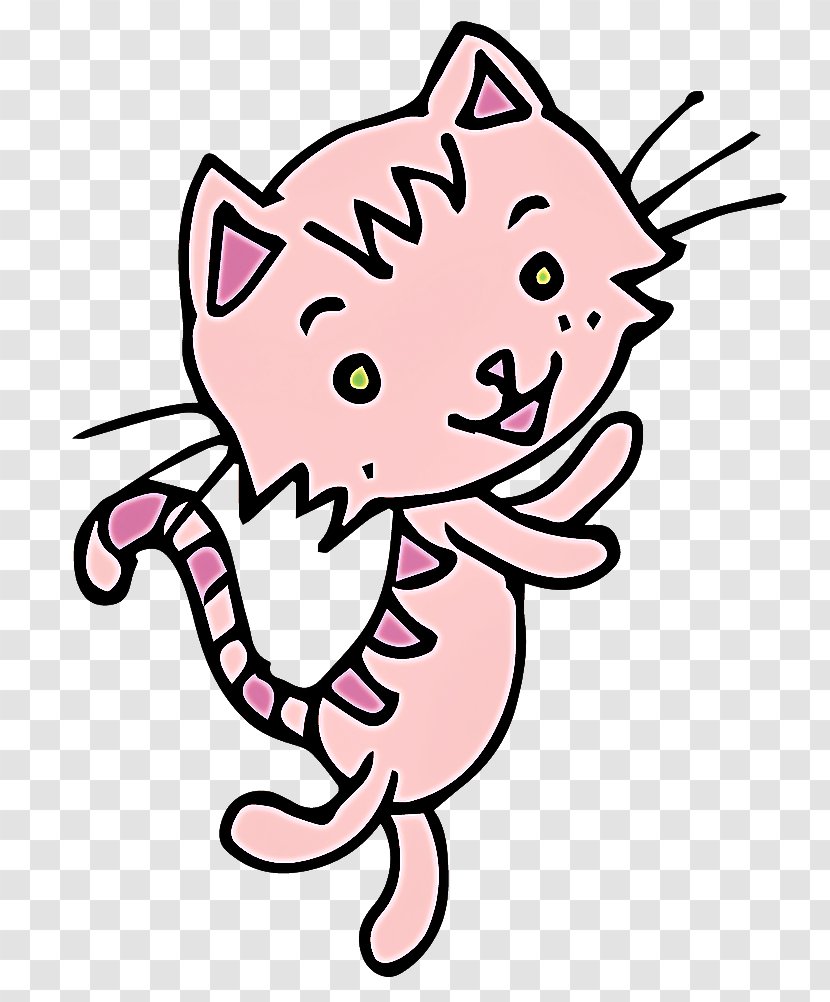 Cartoon Pink Line Art Head Clip - Cat - Cheek Transparent PNG