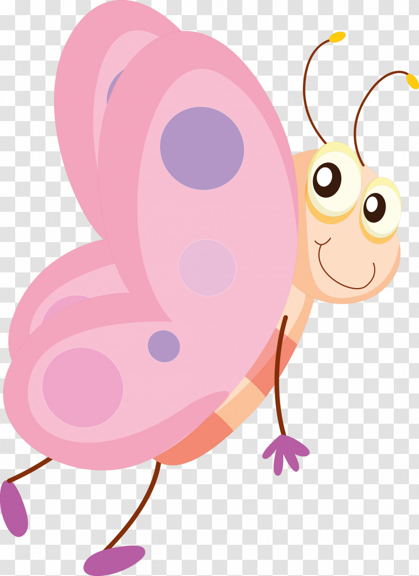 Cartoon Pink Butterfly Transparent PNG