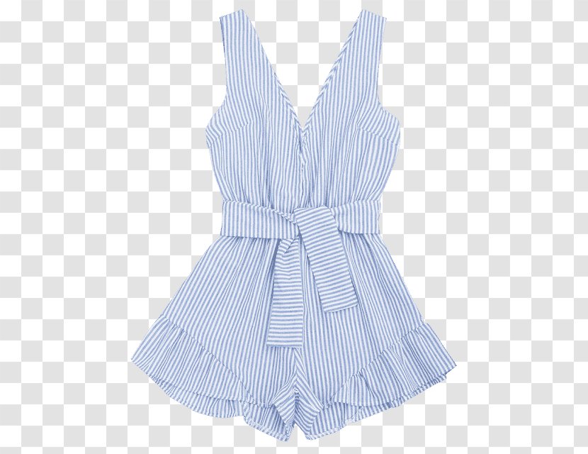 Clothing Dress Casual Attire Playsuit Romper Suit - Neckline - Bande Bleu Transparent PNG
