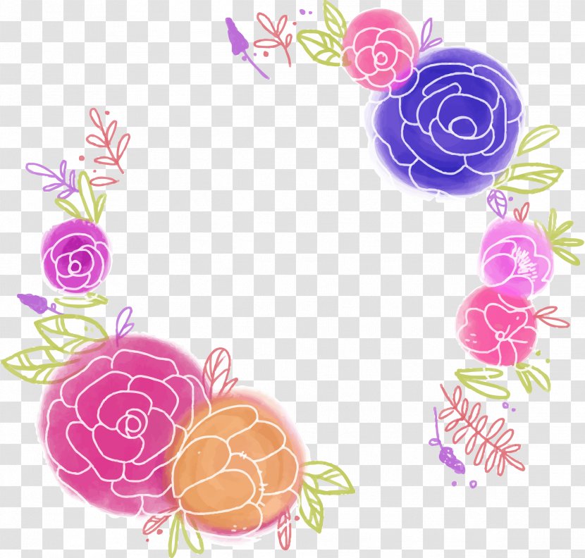 Watercolor Hand-painted Wreath - Pattern - Magenta Transparent PNG