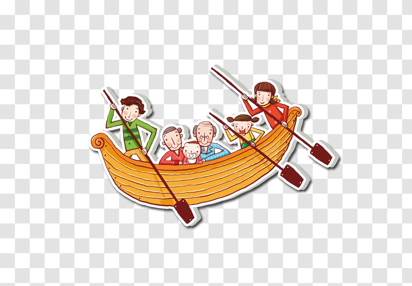 Cartoon Rowing Illustration - Food - Family Transparent PNG