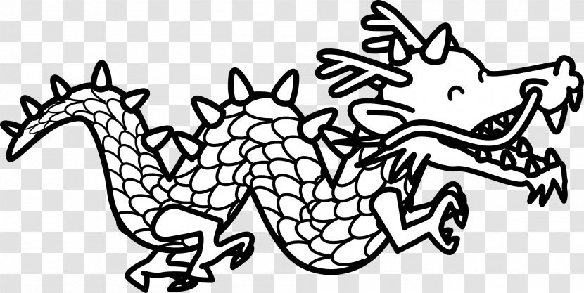 Chinese Dragon Black And White Coloring Book Clip Art - Area - Images Transparent PNG