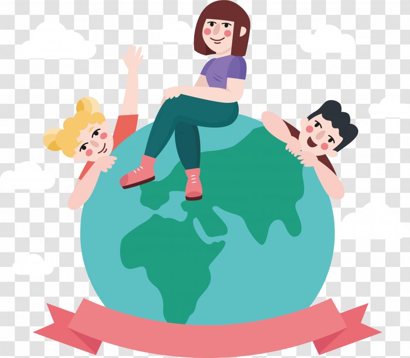 Earth Clip Art - Children Sitting On The Transparent PNG