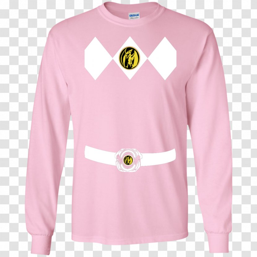 Long-sleeved T-shirt Hoodie - Longsleeved Tshirt - Pink Ranger Transparent PNG