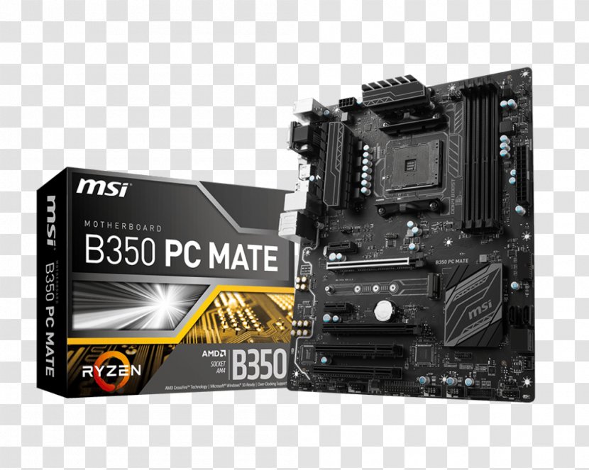 MSI B350 PC MATE TOMAHAWK Motherboard Central Processing Unit - Flash Memory - Athlon Transparent PNG